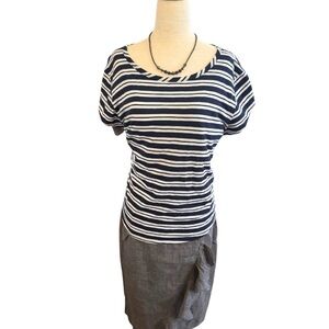 Plus Size Nautica Preppy Coastal Striped Navy and White Top Sz XXL